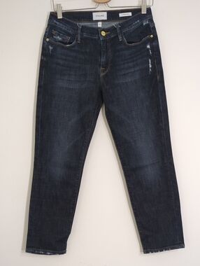 Frame Denim Le Garcon Dark Indigo Cropped Ankle Jeans